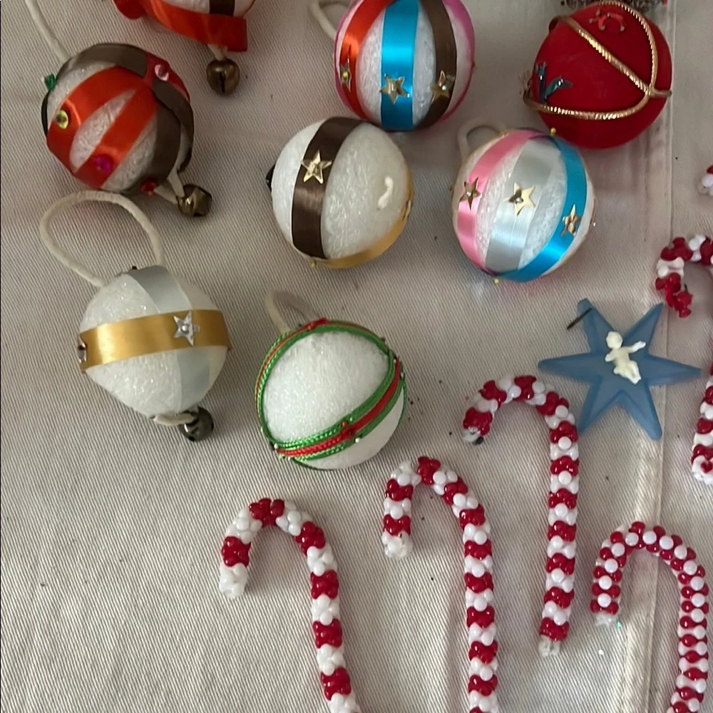VTG Handmade Christmas Ornaments and Candy Cane Set